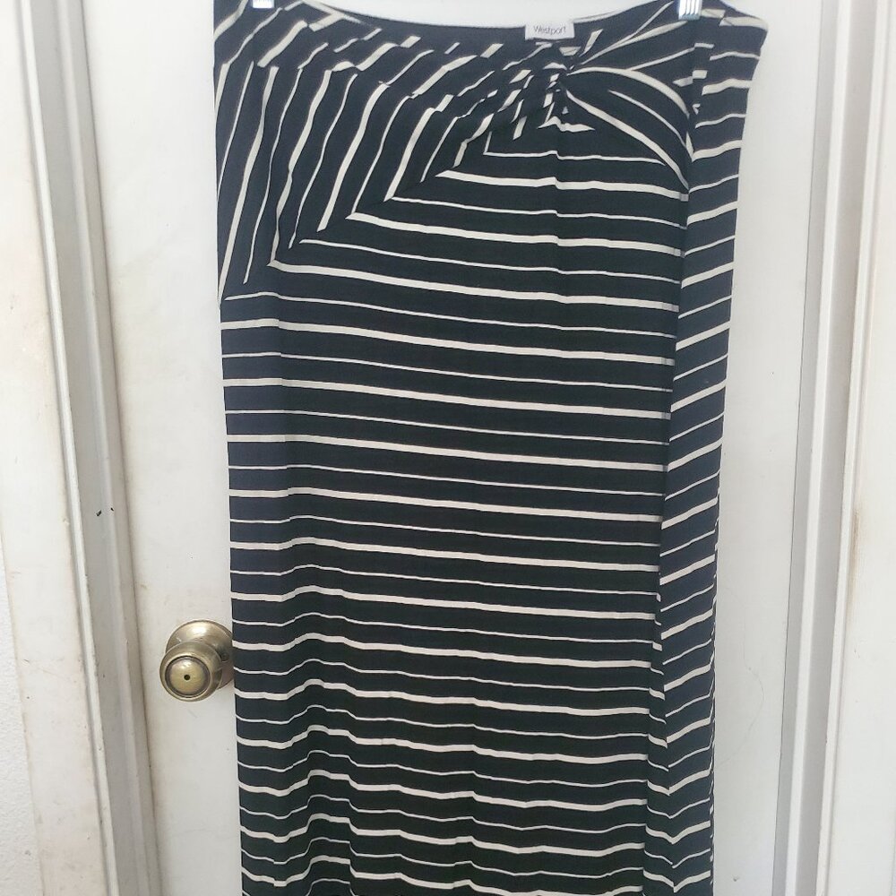 Westport Sarong Style Black And White Striped Maxi Skirt Women's Size XL